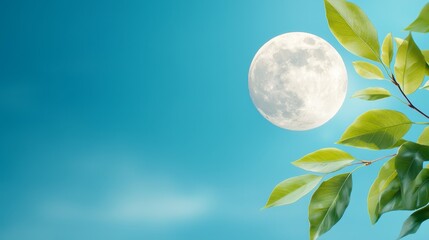 Wall Mural - a full moon is seen through the branches of a tree