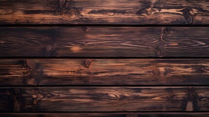 Wall Mural - Dark brown rustic wooden planks background texture.