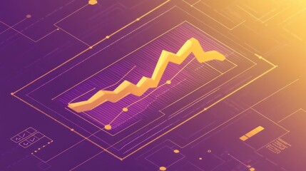 Aufkleber - Abstract upward trending graph on digital screen.