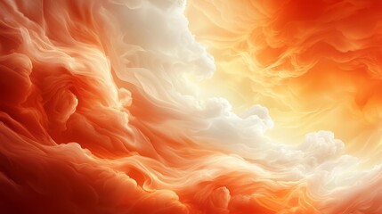 Wall Mural - An orange and white abstract background with clouds