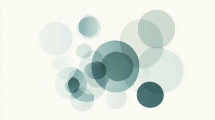 Leinwandbilder - Abstract background with overlapping translucent teal circles on white.