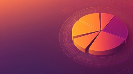 Leinwandbilder - 3D pie chart infographic showing data segmentation on a gradient background.