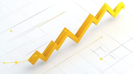 Leinwandbilder - 3D golden arrow pointing upward on a white graph, symbolizing growth and success.