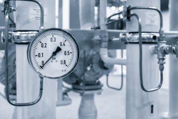 Canvas Print - Pressure meters on natural gas pipeline.