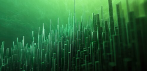 Aufkleber - Abstract green city skyline, digital art, futuristic metropolis.