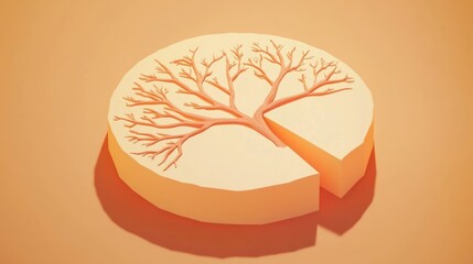 Poster - Abstract 3D rendering of a tree embedded in a pie chart segment, representing growth or data visualization.