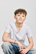 © Stefanie - Studio portrait of teenage boy.