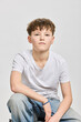 © Stefanie - Studio portrait of teenage boy.