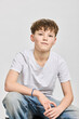 © Stefanie - Studio portrait of teenage boy.