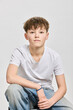 © Stefanie - Studio portrait of teenage boy.