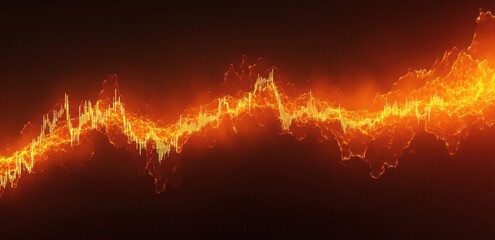 Poster - Abstract fiery wave, glowing orange and yellow energy flow.