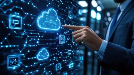 Holographic Cloud Diagram in Modern Office Environment