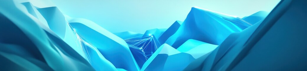 Aufkleber - Abstract blue crystal mountain range landscape.