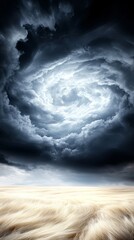 Wall Mural - A stormy sky over a field of wheat under a cloudy sky