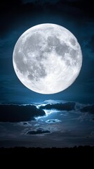 Wall Mural - A full moon in the night sky with clouds