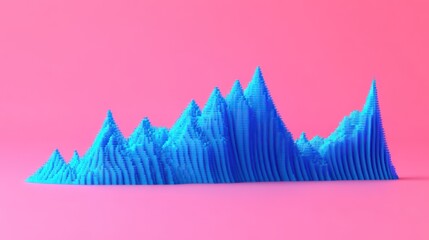 Poster - Abstract blue mountain range on pink background.