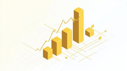Leinwandbilder - Isometric 3D chart showing upward growth trend.