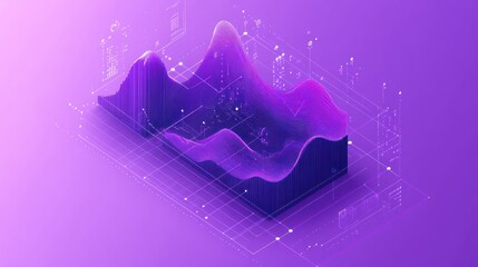 Fototapete - Abstract 3D data visualization graph showing dynamic growth and technological progress.