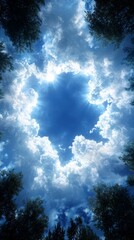 Wall Mural - The sun is shining through the clouds in the sky