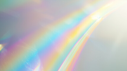 Wall Mural - holographic rainbow light refraction texture overlay with abstract soft bokeh and prizm effect on a 