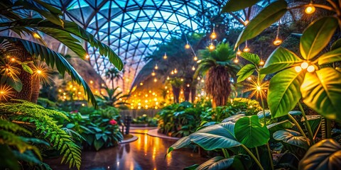 Montreal Biodome Lush Plants Bokeh Night Photography