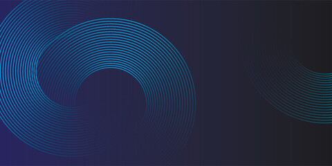 abstract blue glowing geometric lines on dark blue background. modern shiny circle lines pattern. fu