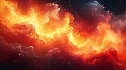 Poster - Fiery Cosmic Nebula Swirling Celestial Flames