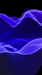 Aufkleber - Hexagonal Grid with Flowing Blue Abstract Mesh on Black Background