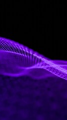 Poster - Hexagonal Grid with Flowing Blue Abstract Mesh on Black Background