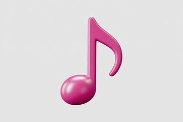 Aufkleber - A 3D rendered pink musical note, smooth and glossy, symbolizes melody and rhythm.