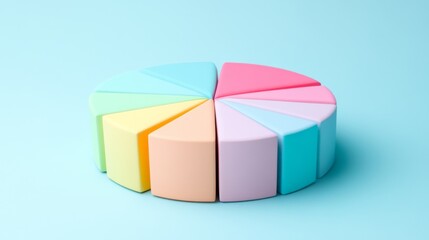 Aufkleber - An elegant D pie chart with soft curves and a pastel color palette, showcasing different data points in a harmonious and visually appealing manner.