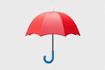 Aufkleber - A simple 3D render of a red umbrella with a blue handle, symbolizing protection and safety.