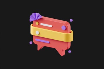 Leinwandbilder - 3D render of a colorful chat bubble design, representing communication and messaging.