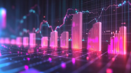 Poster - An engaging D bar graph illustrating market trends, with detailed textures on the bars and a gradient color scheme that enhances the visual impact of the data.