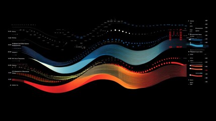 Leinwandbilder - An engaging financial graph with multiple line trends intersecting, representing various business metrics, set against a dark background for a striking visual effect.