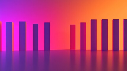 Fototapete - A clean and minimalist D bar chart with tall, evenly spaced bars, cast shadows on a subtle gradient background, emphasizing clarity and precision in financial data.