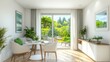 © Alokya - Bright, modern dining area with garden view.