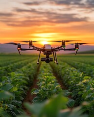Aufkleber - Technologybased smart farming, automated systems, and drones optimizing agriculture for sustainable food production, hightech solutions, ultrarealistic, 8K resolution