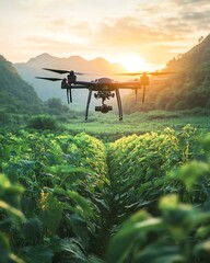 Aufkleber - Concept of smart agriculture with advanced technology solutions, drones, sensors, automated farming systems for food production, highresolution, 4K quality