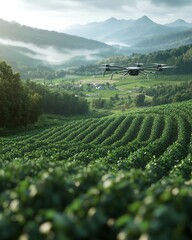 Aufkleber - Futuristic smart farming, technologybased solutions for food production, drones, sensors, and AIdriven tools, modern agricultural landscape, highquality, 4K resolution