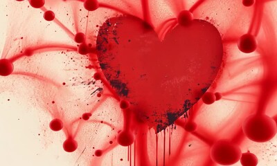 Wall Mural - Grunge lovely valentine red heart background