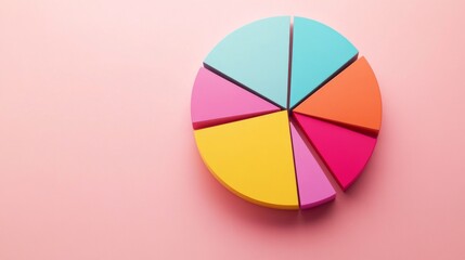Poster - A colorful D pie chart with slices that appear to pop out, set against a contrasting background, showcasing data segments in a visually engaging way.