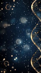 Wall Mural - abstract futuristic background combines blue glowing hexagons with a dna helix, showcasing technolog
