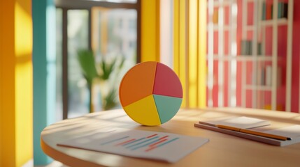 Aufkleber - A creative financial graph with a pie chart overlaying a line graph, showcasing different aspects of business data, designed with a professional aesthetic.
