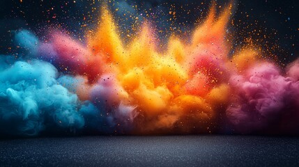 Poster - A dynamic abstract background created by a vibrant explosion of colorful smoke.