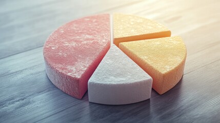 Aufkleber - A detailed D pie chart illustrating market share distribution, with textured segments and a light reflection effect, creating a sense of depth and dimension.