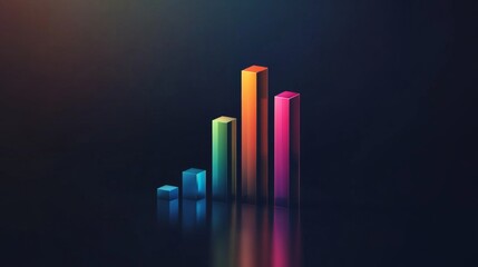 Poster - A dynamic D bar chart showcasing fluctuating financial data, featuring glossy bars in different colors, reflecting light and adding depth to the presentation.