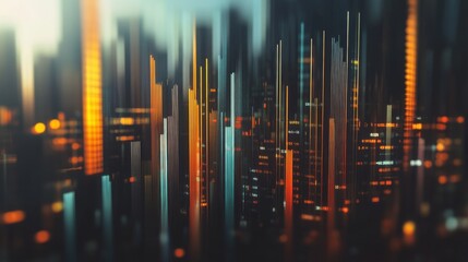 Poster - A dynamic D bar chart showcasing fluctuating financial data, featuring glossy bars in different colors, reflecting light and adding depth to the presentation.