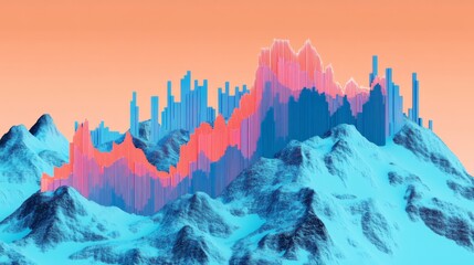Aufkleber - A dynamic financial graph showing fluctuations in stock prices, with bold colors and D effects, emphasizing the fast-paced nature of the business world.