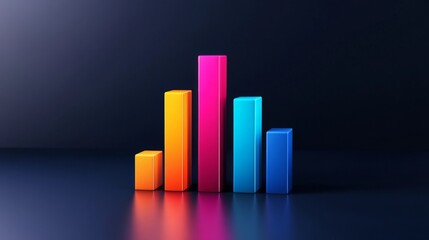 Poster - A modern bar graph displaying quarterly revenue growth, with vibrant bars and an elegant layout, symbolizing success in business finance.